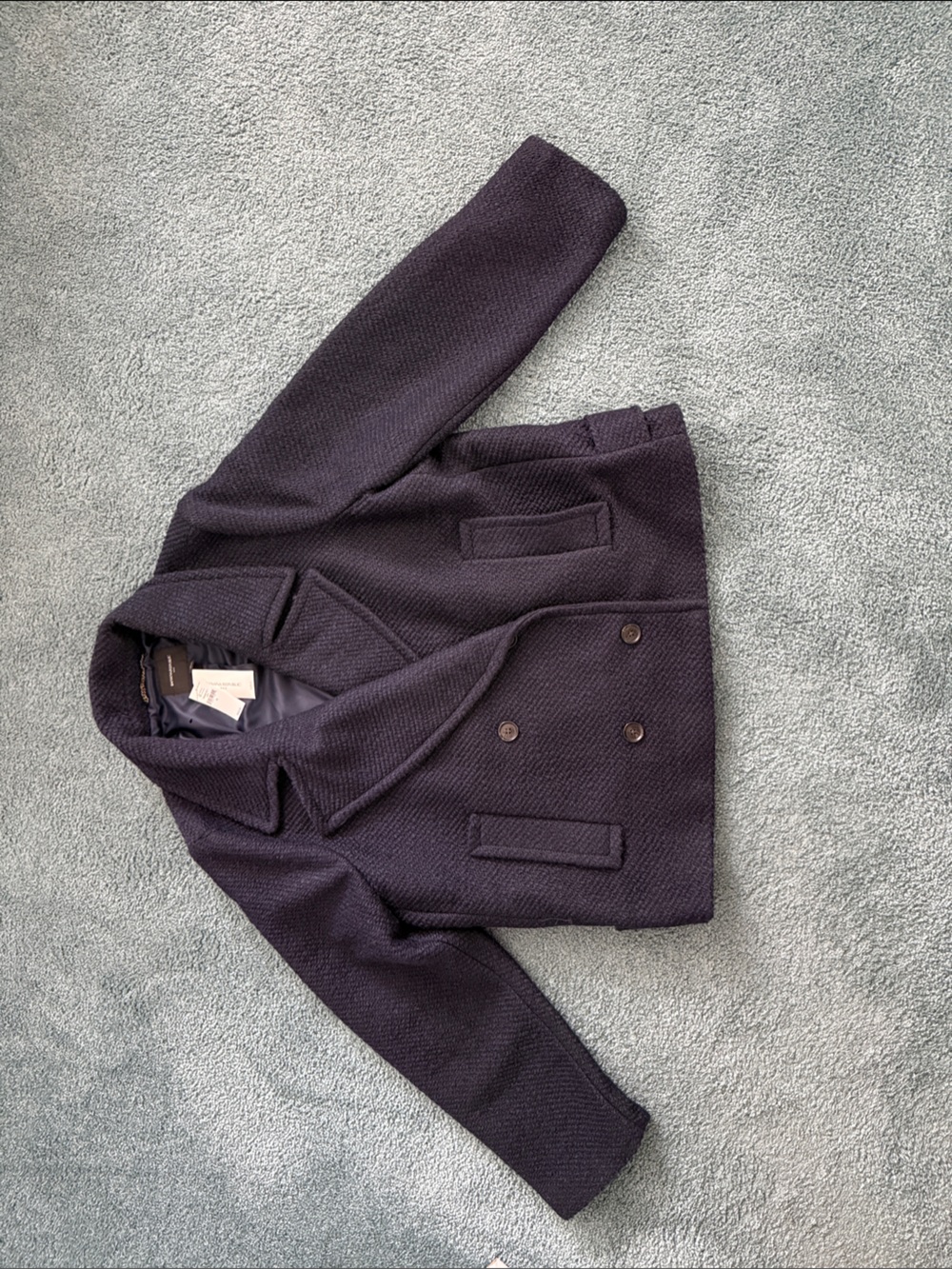 Banana Republic Navy Textured Coat with Chain Loop